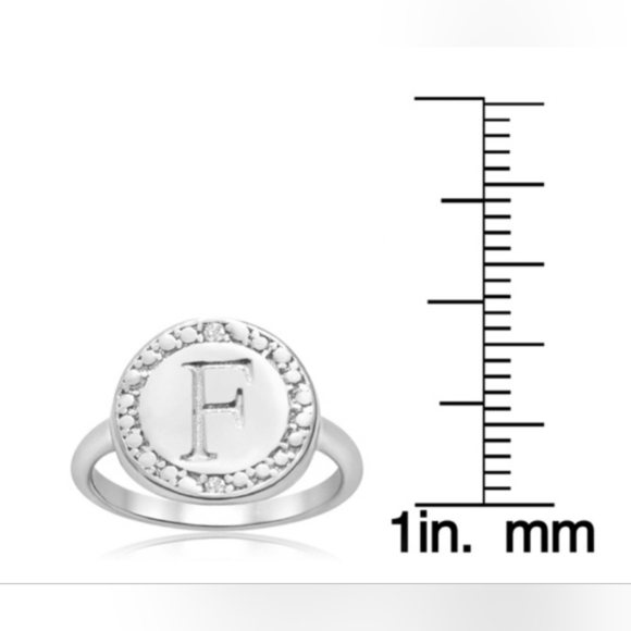 Silver Monogram Ring - F - 925 Sterling SILVER - Picture 2 of 2